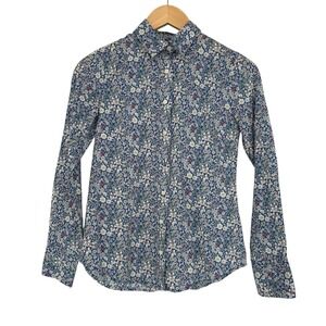 J.Crew Liberty Fabric Floral Print Button Down Shirt Womens Size 00 Classic EUC